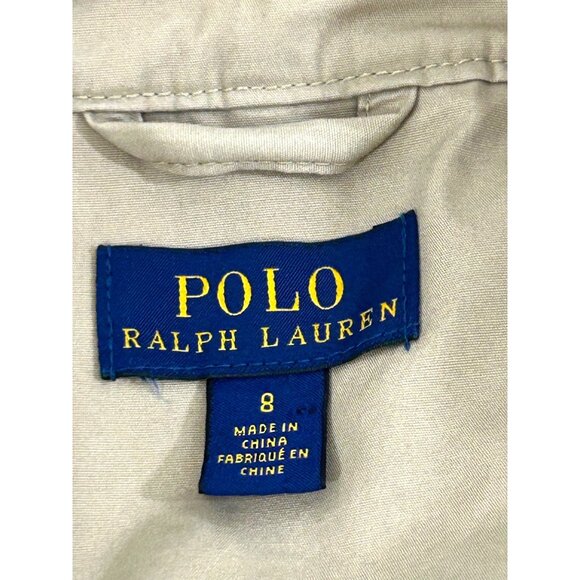Polo Ralph Lauren Girls Trench Coat Khaki 8 Hood Epaulets Classic Belted Cotton - Picture 4 of 16